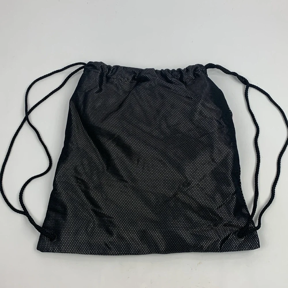 Victoria’s Secret Cinch Bag Black Bright Pink  Drawstrings 2 Zip Pockets